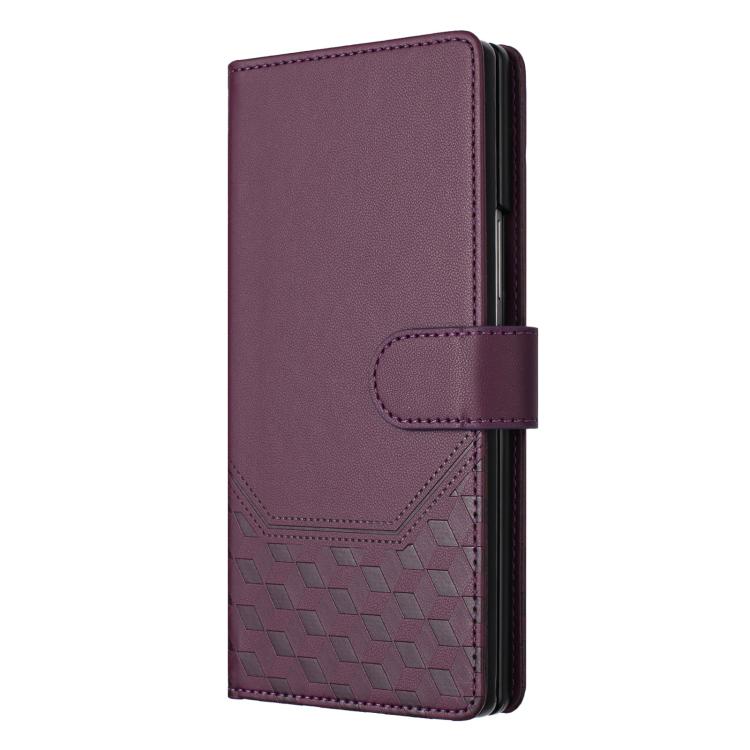 For Samsung Galaxy Z Fold7 5G Honeycomb Embossing RFID Leather Phone Case
