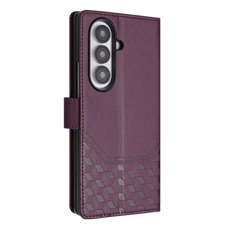 For Samsung Galaxy Z Fold7 5G Honeycomb Embossing RFID Leather Phone Case