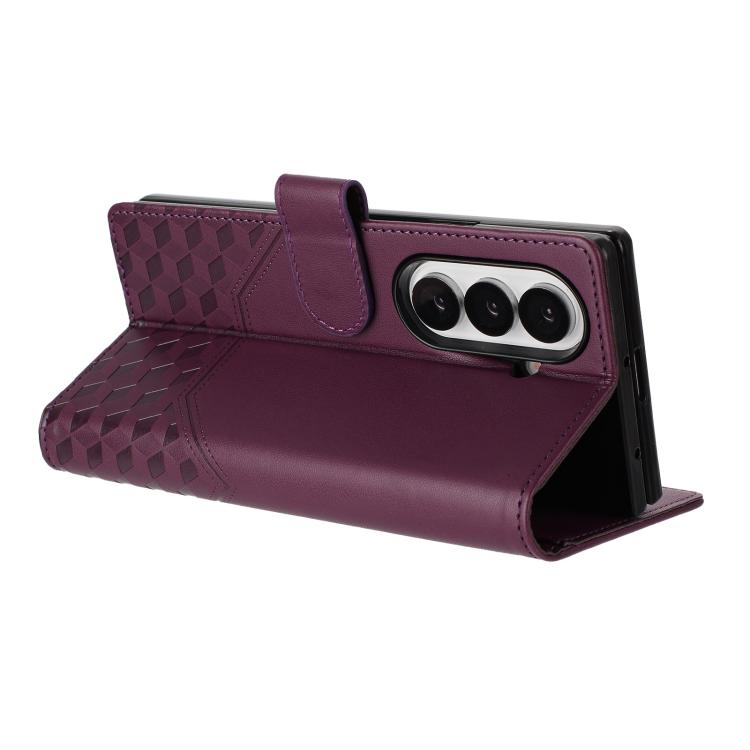 For Samsung Galaxy Z Fold7 5G Honeycomb Embossing RFID Leather Phone Case