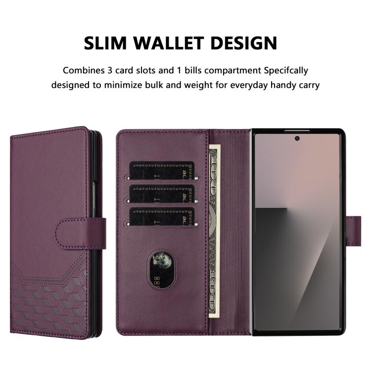 For Samsung Galaxy Z Fold7 5G Honeycomb Embossing RFID Leather Phone Case