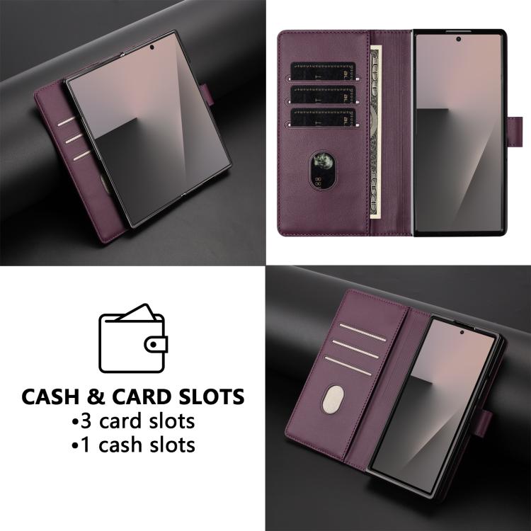 For Samsung Galaxy Z Fold7 5G Honeycomb Embossing RFID Leather Phone Case