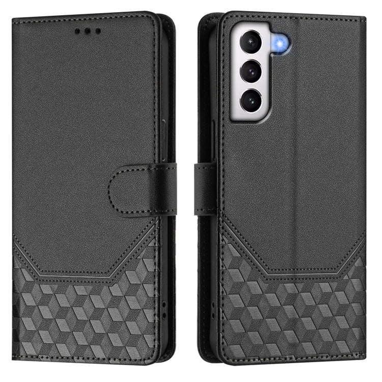 For Samsung Galaxy S21 5G Honeycomb Embossing RFID Leather Phone Case