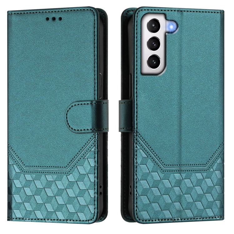 For Samsung Galaxy S21 5G Honeycomb Embossing RFID Leather Phone Case