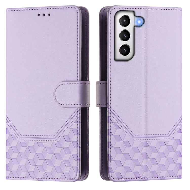 For Samsung Galaxy S21 5G Honeycomb Embossing RFID Leather Phone Case