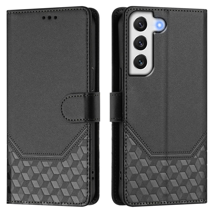For Samsung Galaxy S21 FE 5G Honeycomb Embossing RFID Leather Phone Case