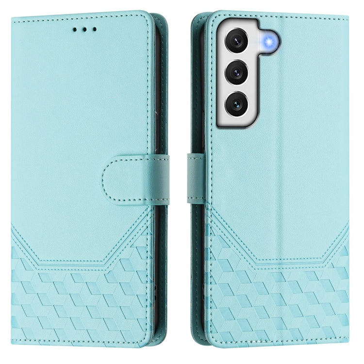 For Samsung Galaxy S22+ 5G Honeycomb Embossing RFID Leather Phone Case