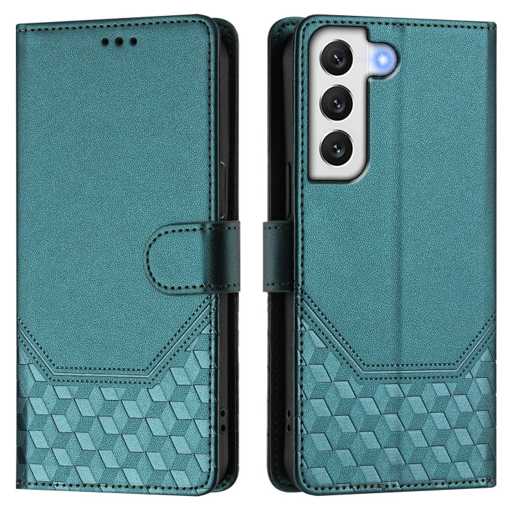 For Samsung Galaxy S22+ 5G Honeycomb Embossing RFID Leather Phone Case