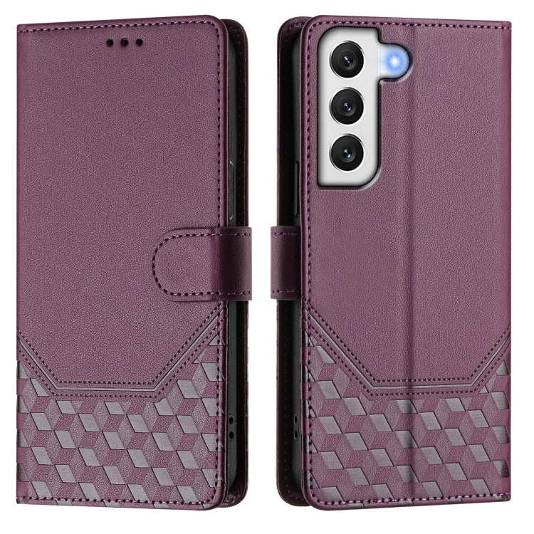 For Samsung Galaxy S22+ 5G Honeycomb Embossing RFID Leather Phone Case