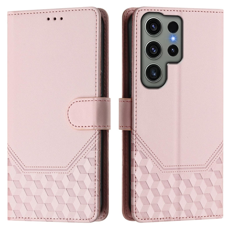For Samsung Galaxy S23 Ultra 5G Honeycomb Embossing RFID Leather Phone Case