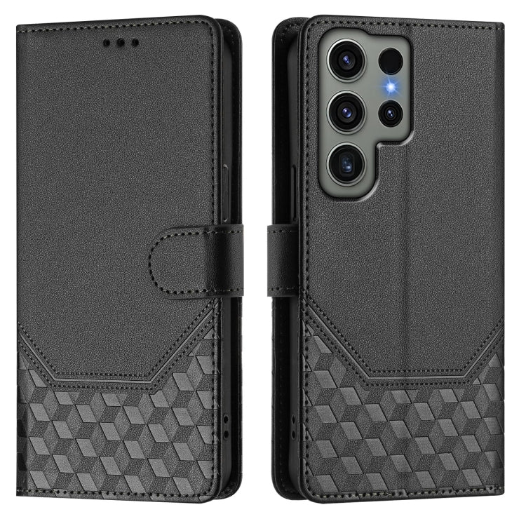 For Samsung Galaxy S23 Ultra 5G Honeycomb Embossing RFID Leather Phone Case