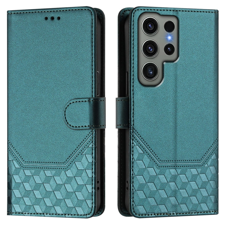 For Samsung Galaxy S23 Ultra 5G Honeycomb Embossing RFID Leather Phone Case