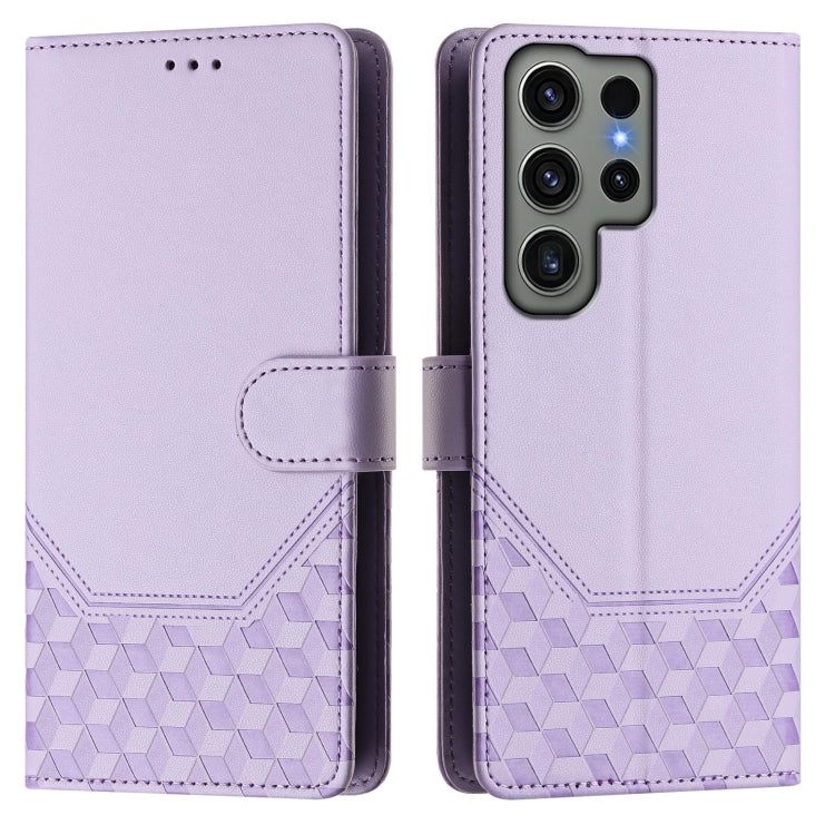 For Samsung Galaxy S23 Ultra 5G Honeycomb Embossing RFID Leather Phone Case