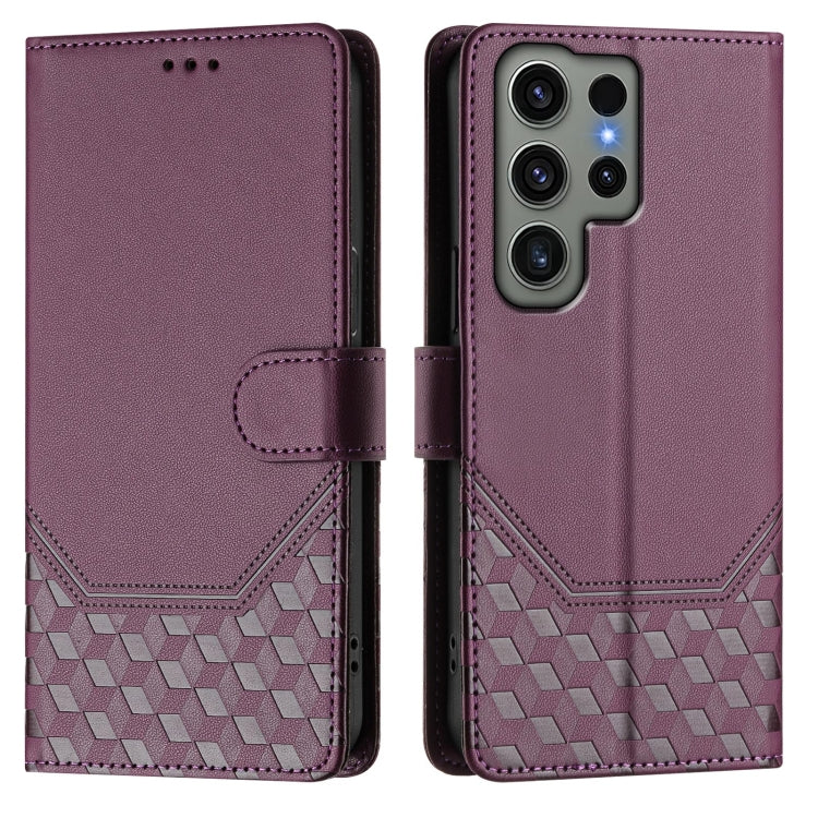 For Samsung Galaxy S23 Ultra 5G Honeycomb Embossing RFID Leather Phone Case