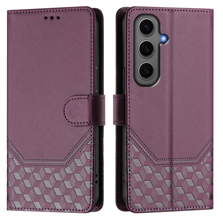 For Samsung Galaxy S24+ 5G Honeycomb Embossing RFID Leather Phone Case