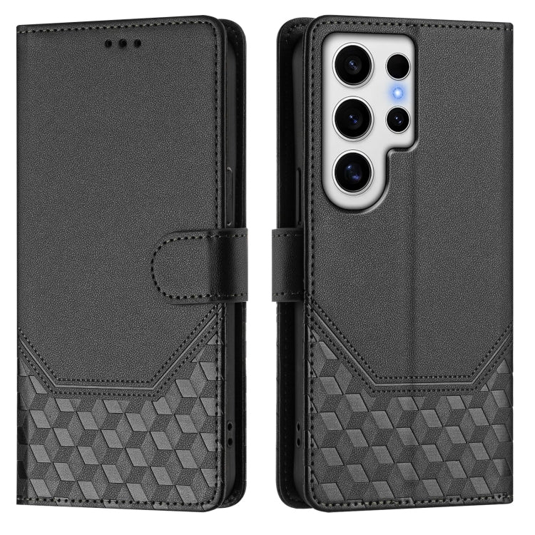 For Samsung Galaxy S24 Ultra 5G Honeycomb Embossing RFID Leather Phone Case
