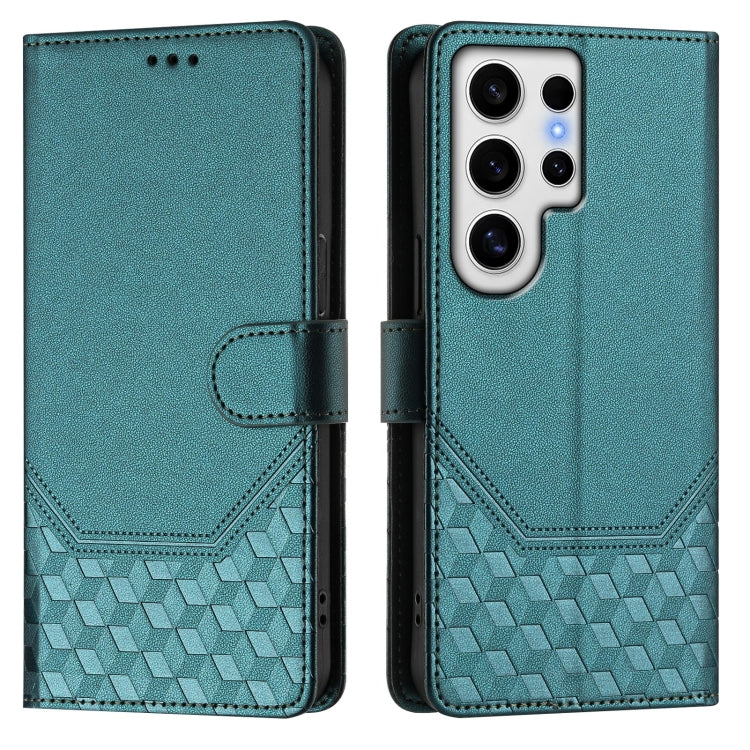 For Samsung Galaxy S24 Ultra 5G Honeycomb Embossing RFID Leather Phone Case
