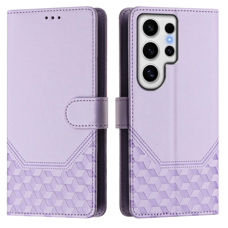 For Samsung Galaxy S24 Ultra 5G Honeycomb Embossing RFID Leather Phone Case