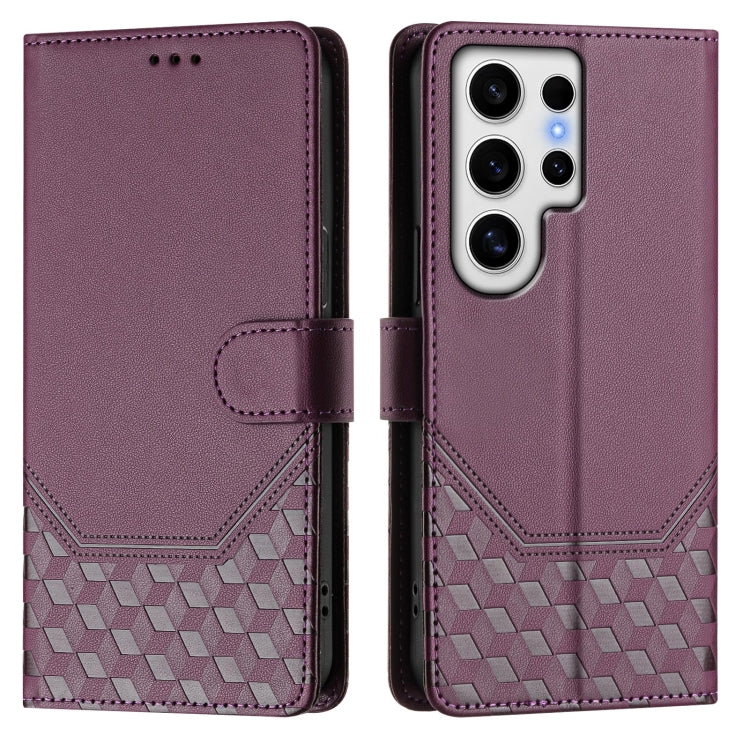 For Samsung Galaxy S24 Ultra 5G Honeycomb Embossing RFID Leather Phone Case