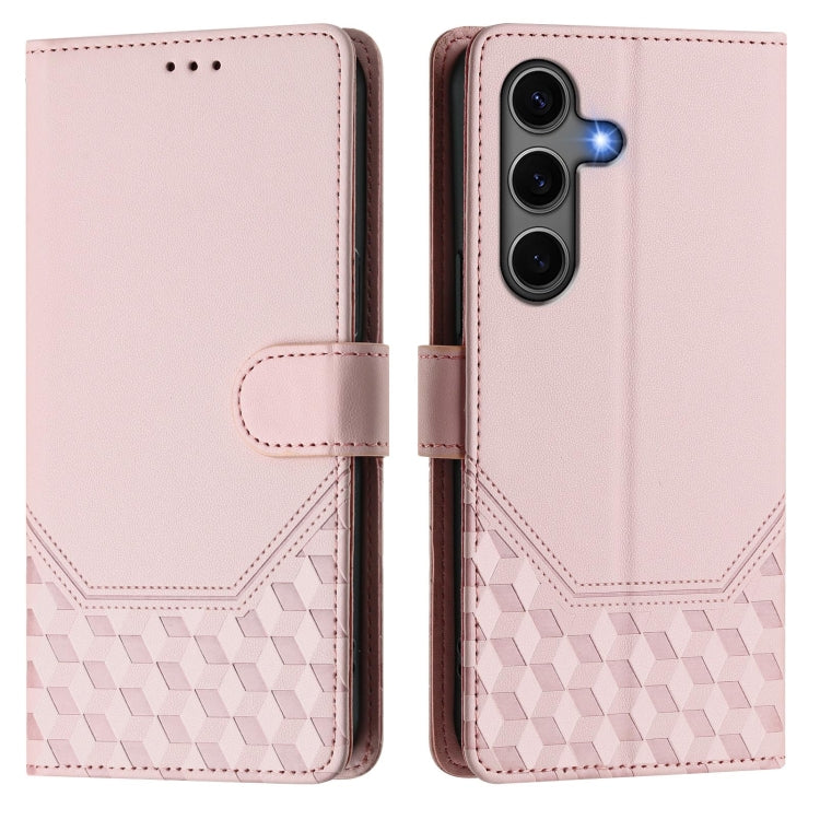 For Samsung Galaxy S25+ 5G Honeycomb Embossing RFID Leather Phone Case