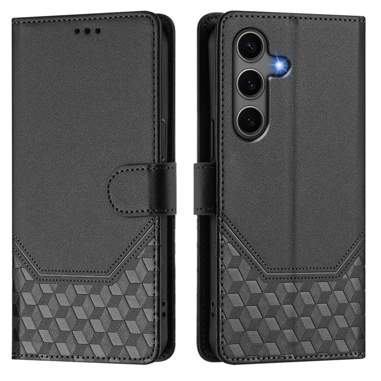 For Samsung Galaxy S25+ 5G Honeycomb Embossing RFID Leather Phone Case