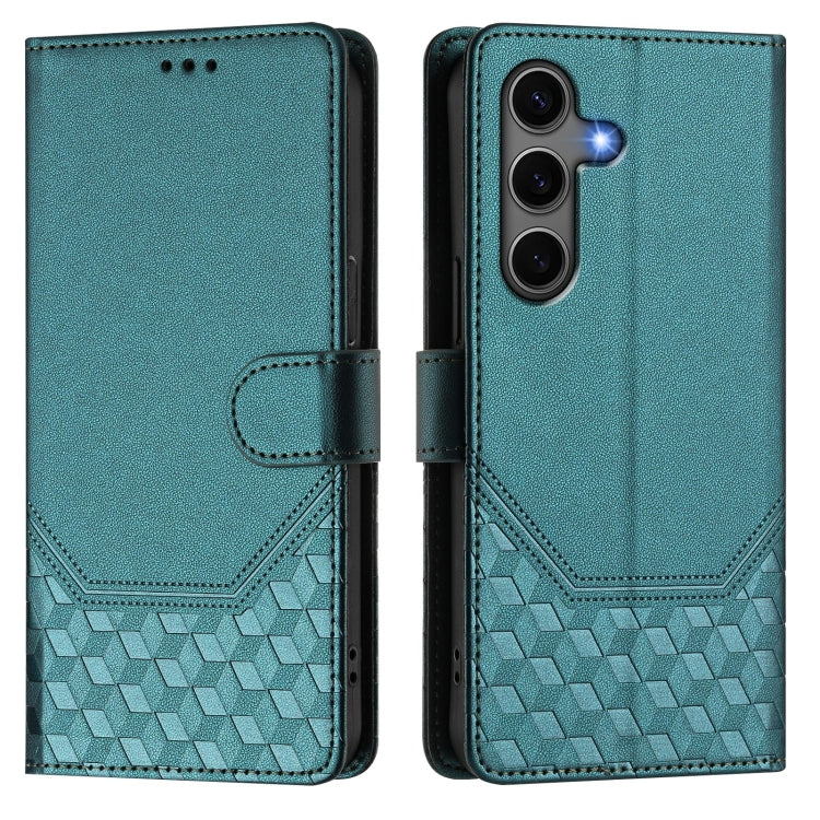 For Samsung Galaxy S25+ 5G Honeycomb Embossing RFID Leather Phone Case