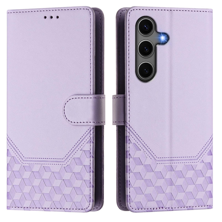 For Samsung Galaxy S25+ 5G Honeycomb Embossing RFID Leather Phone Case