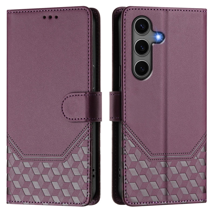 For Samsung Galaxy S25+ 5G Honeycomb Embossing RFID Leather Phone Case