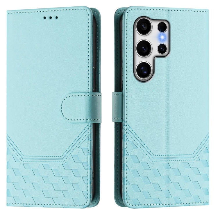 For Samsung Galaxy S25 Ultra 5G Honeycomb Embossing RFID Leather Phone Case