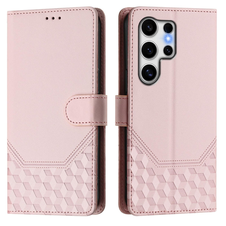For Samsung Galaxy S25 Ultra 5G Honeycomb Embossing RFID Leather Phone Case