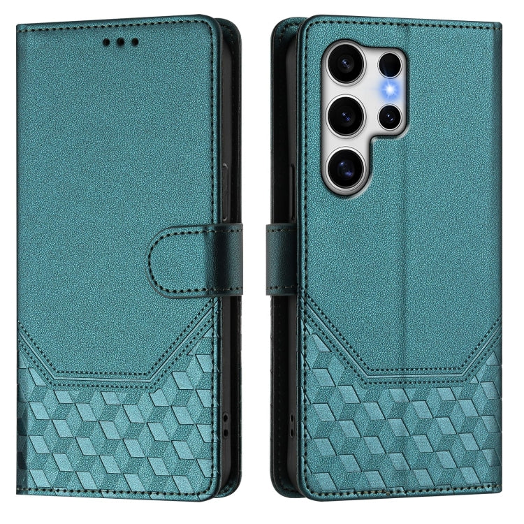 For Samsung Galaxy S25 Ultra 5G Honeycomb Embossing RFID Leather Phone Case