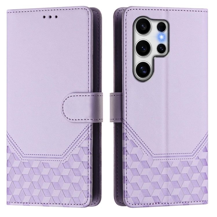 For Samsung Galaxy S25 Ultra 5G Honeycomb Embossing RFID Leather Phone Case