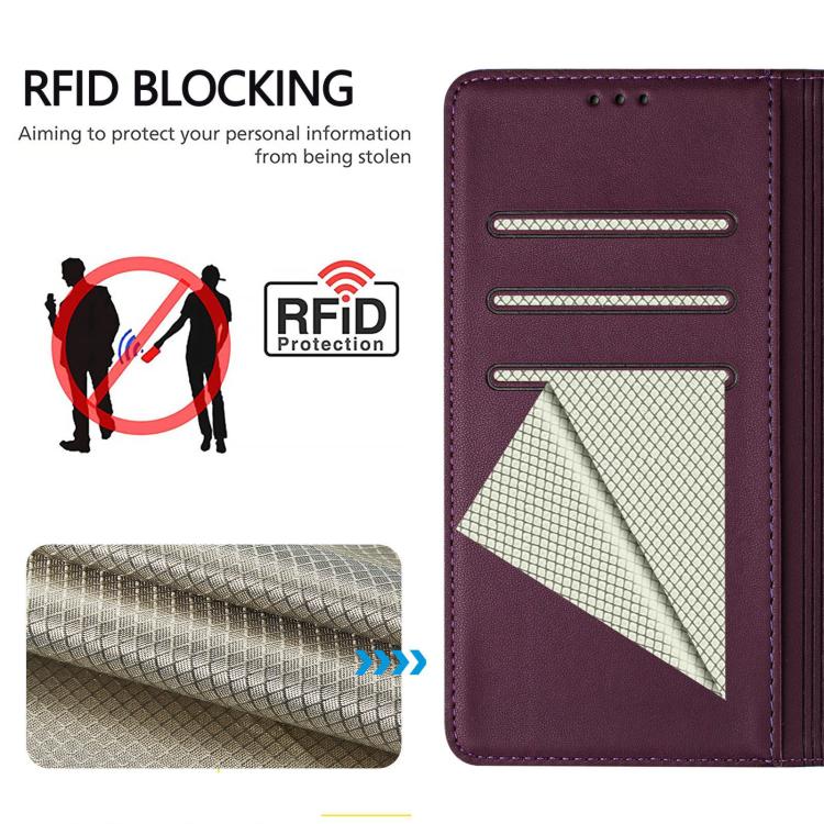 For Samsung Galaxy S26 Edge 5G Honeycomb Embossing RFID Leather Phone Case