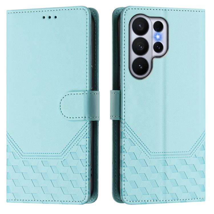 For Samsung Galaxy S26 Ultra 5G Honeycomb Embossing RFID Leather Phone Case