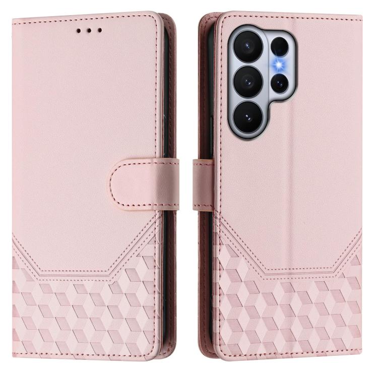 For Samsung Galaxy S26 Ultra 5G Honeycomb Embossing RFID Leather Phone Case