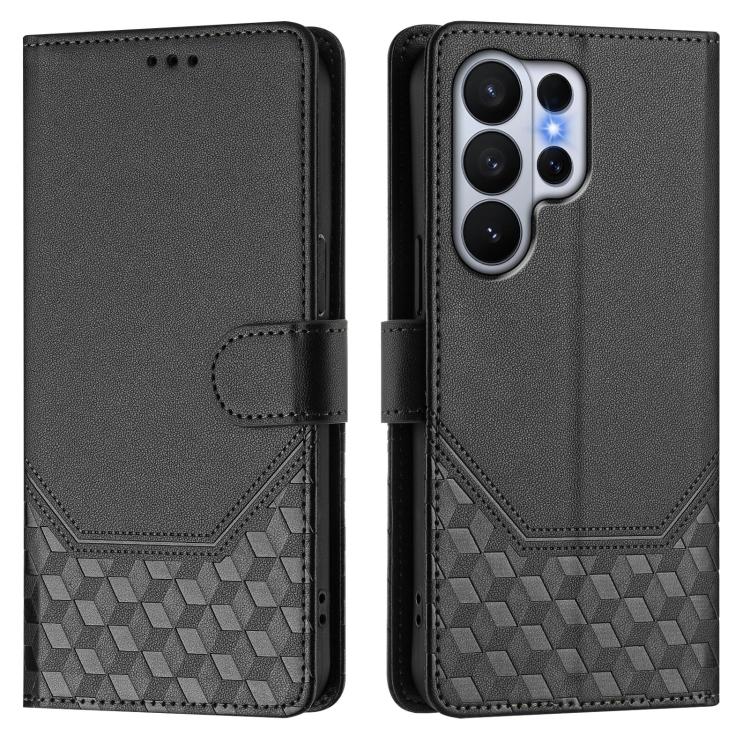 For Samsung Galaxy S26 Ultra 5G Honeycomb Embossing RFID Leather Phone Case