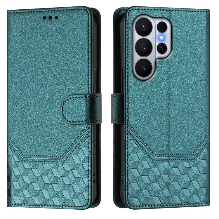 For Samsung Galaxy S26 Ultra 5G Honeycomb Embossing RFID Leather Phone Case