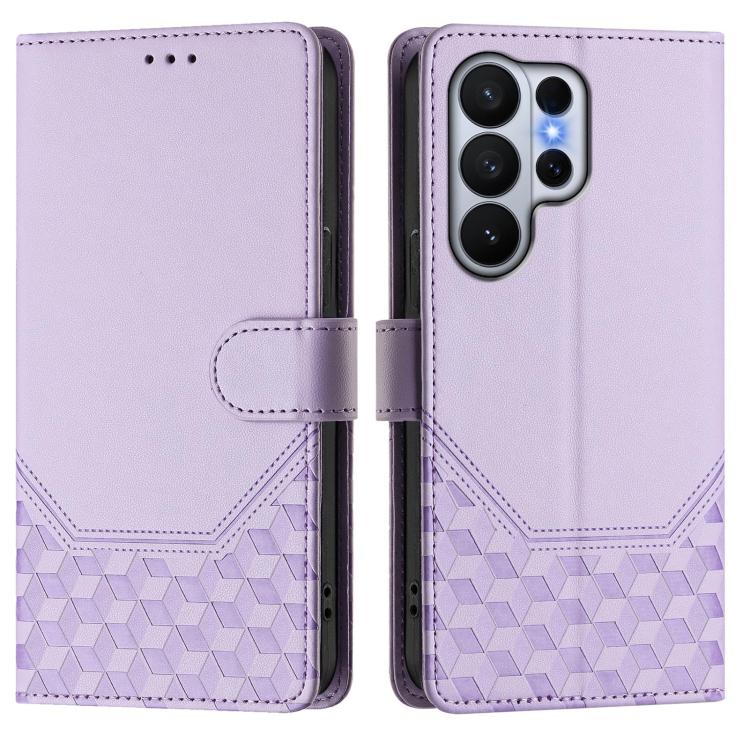 For Samsung Galaxy S26 Ultra 5G Honeycomb Embossing RFID Leather Phone Case