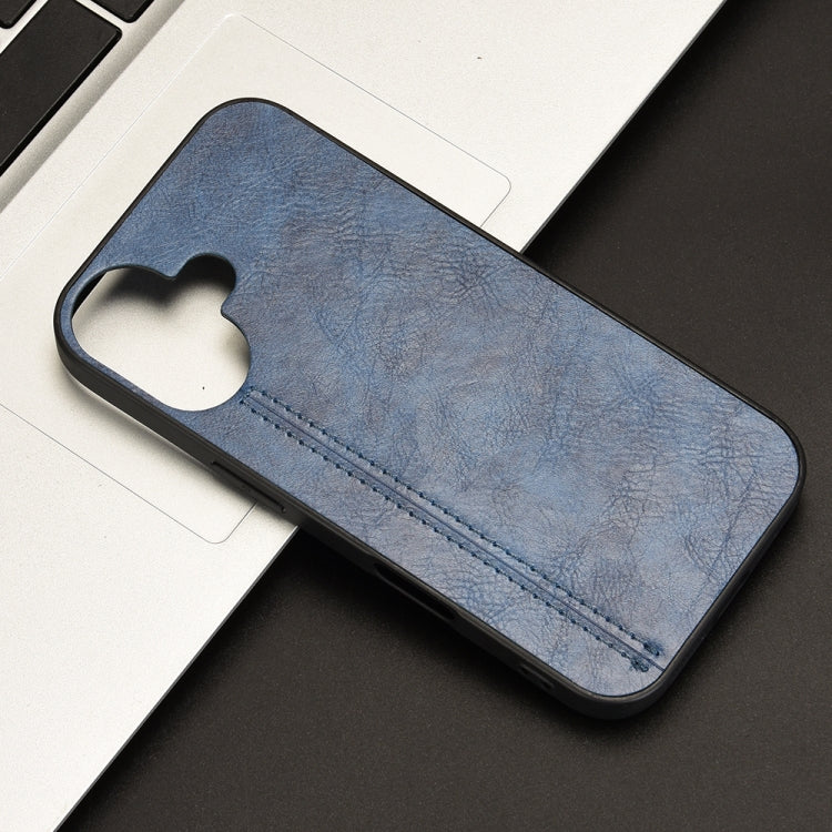 For iPhone 16 Plus Cow Pattern Sewing Back Cover Phone Case