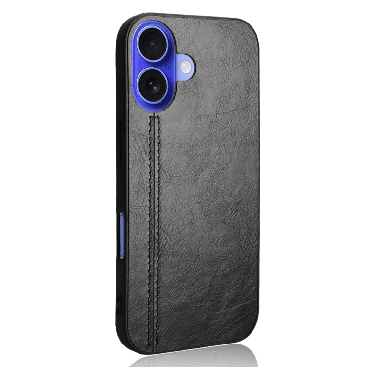 For iPhone 16 Cow Pattern Sewing Back Cover Phone Case