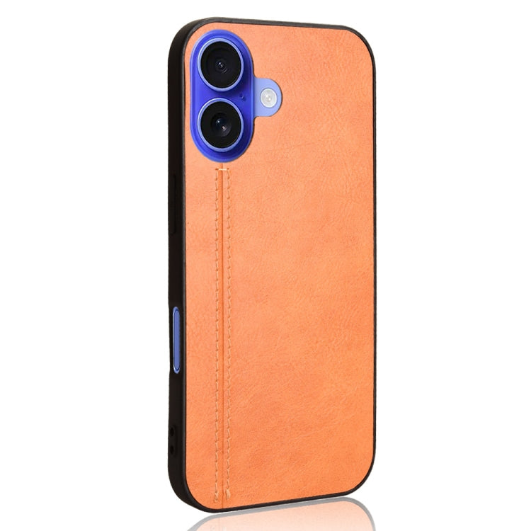 For iPhone 16 Cow Pattern Sewing Back Cover Phone Case