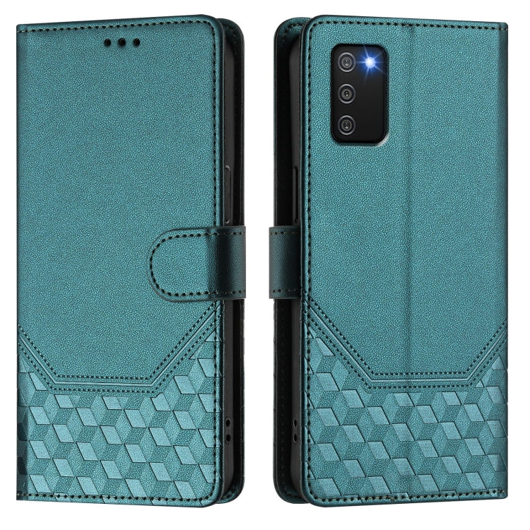 For Samsung Galaxy A02s 164mm Honeycomb Embossing RFID Leather Phone Case