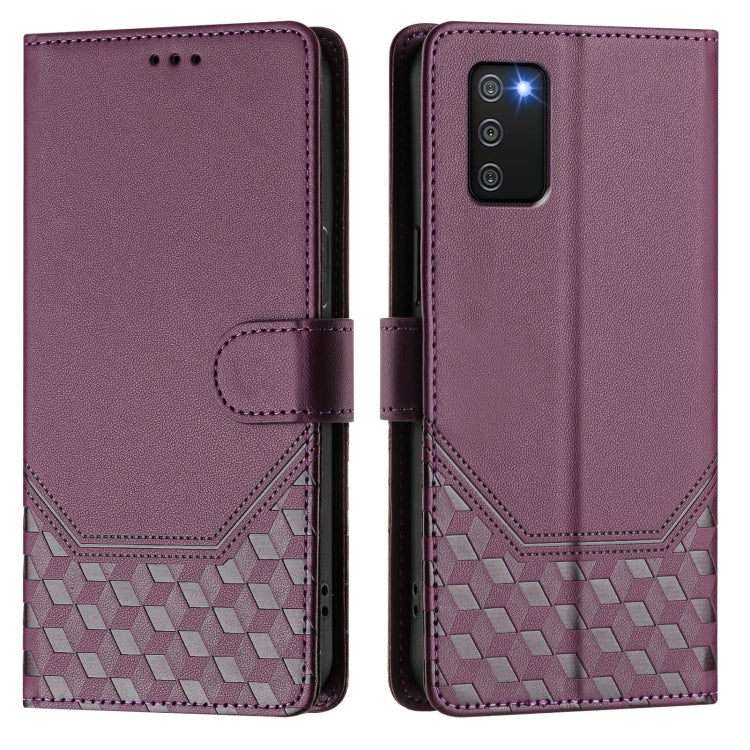 For Samsung Galaxy A02s 164mm Honeycomb Embossing RFID Leather Phone Case