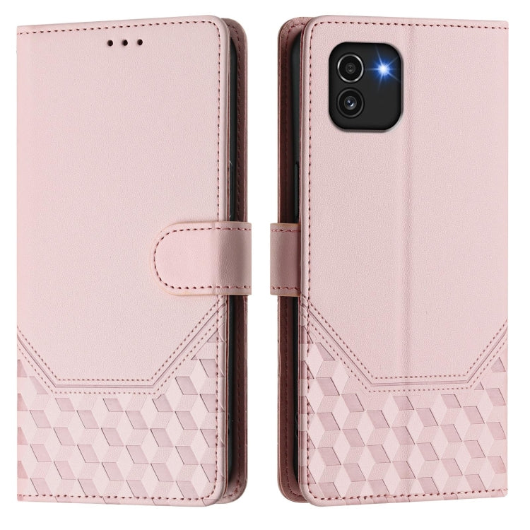 For Samsung Galaxy A03 164mm Honeycomb Embossing RFID Leather Phone Case