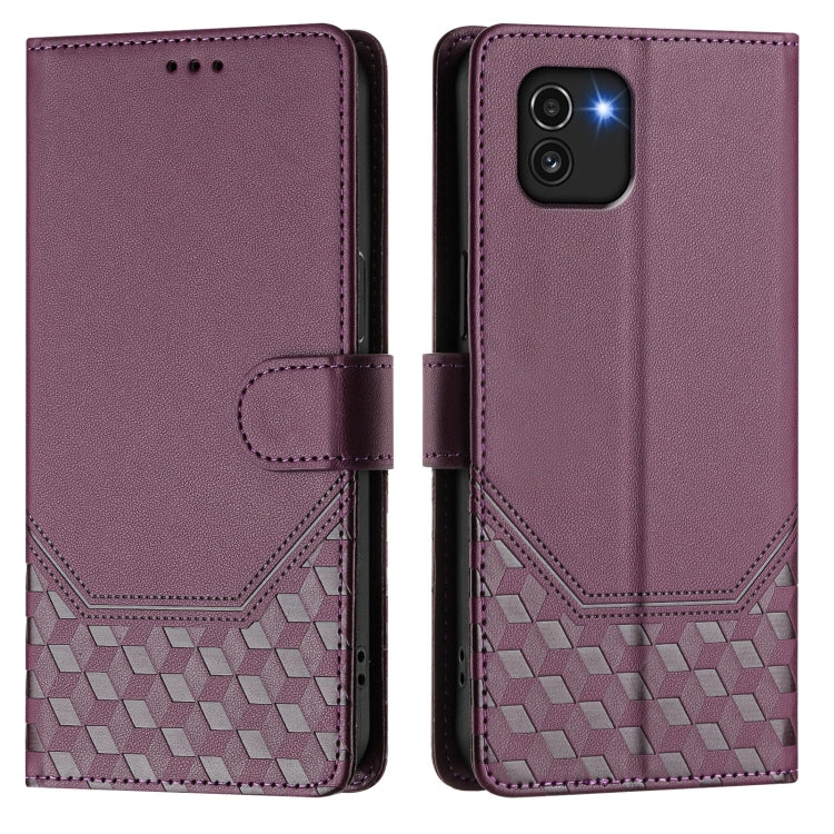 For Samsung Galaxy A03 164mm Honeycomb Embossing RFID Leather Phone Case