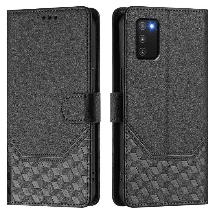 For Samsung Galaxy A03s 164mm Honeycomb Embossing RFID Leather Phone Case