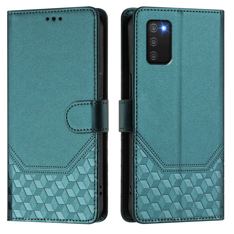 For Samsung Galaxy A03s 164mm Honeycomb Embossing RFID Leather Phone Case