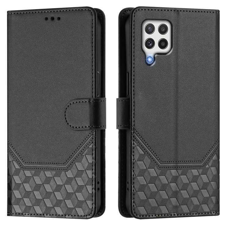 For Samsung Galaxy A22 4G Honeycomb Embossing RFID Leather Phone Case