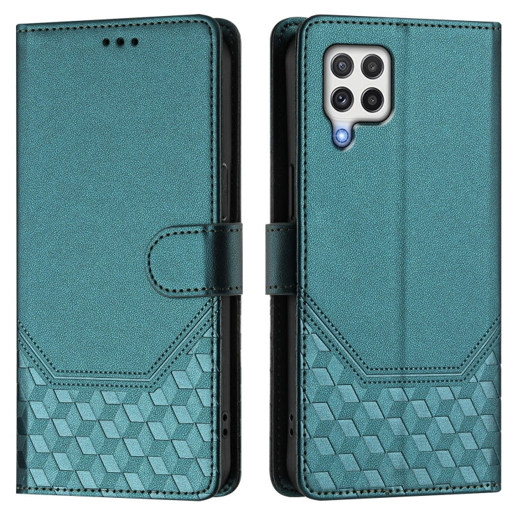 For Samsung Galaxy A22 4G Honeycomb Embossing RFID Leather Phone Case