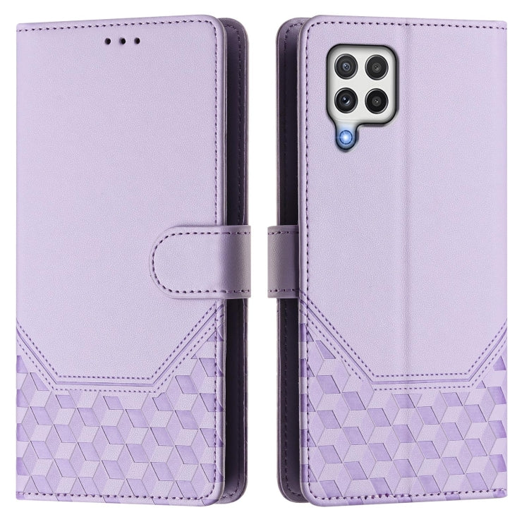 For Samsung Galaxy A22 4G Honeycomb Embossing RFID Leather Phone Case
