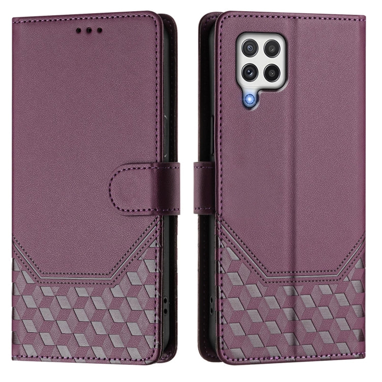 For Samsung Galaxy A22 4G Honeycomb Embossing RFID Leather Phone Case
